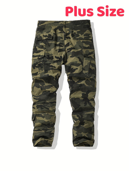 Men'S Heavy-Duty Tactical Cargo Pants - Camo Camouflage (Green/Brown/Beige) with Multi-Pocket Design, Belt Loops & Zippered Pouches - All-Season Outdoor Pants for, Hunting, (Plus Size Available, PLUS SIZE