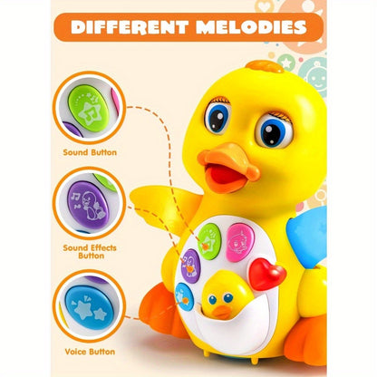Musical Crawling Duck Baby Toy - Dancing, crawling, music and light-up play