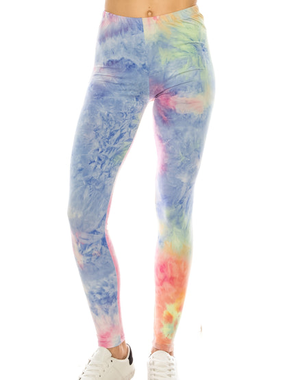 Tie Dye Print Skinny Yoga Leggings - Casual Sports Every Day Stretchy Leggings - Polyester & Spandex Blend - For Women - Suitable for Yoga, Fitness & Everyday Wear - Perfect Gift for Active Women