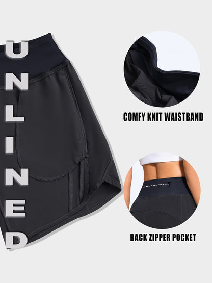 7" Shorts for Women High Waist Quick Dry Shorts with 3 Zipper Pockets Lounge Casual