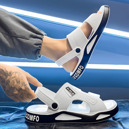 [Breathable Non-Slip Slides] Breathable Non-Slip Men's Summer Slides - EVA Material Geometric Design Beach & Indoor Sandals