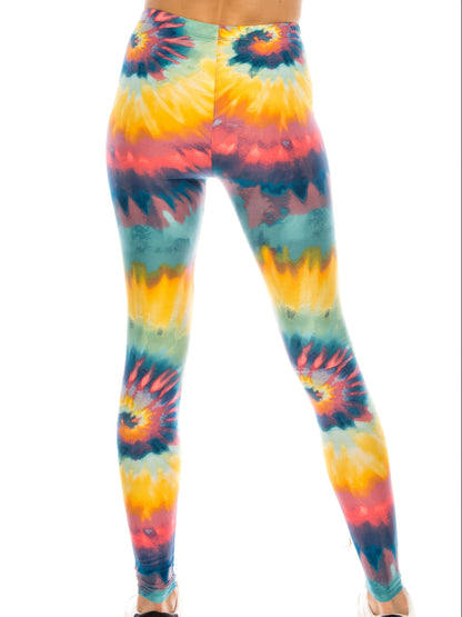 Tie Dye Print Skinny Yoga Leggings - Casual Sports Every Day Stretchy Leggings - Polyester & Spandex Blend - For Women - Suitable for Yoga, Fitness & Everyday Wear - Perfect Gift for Active Women