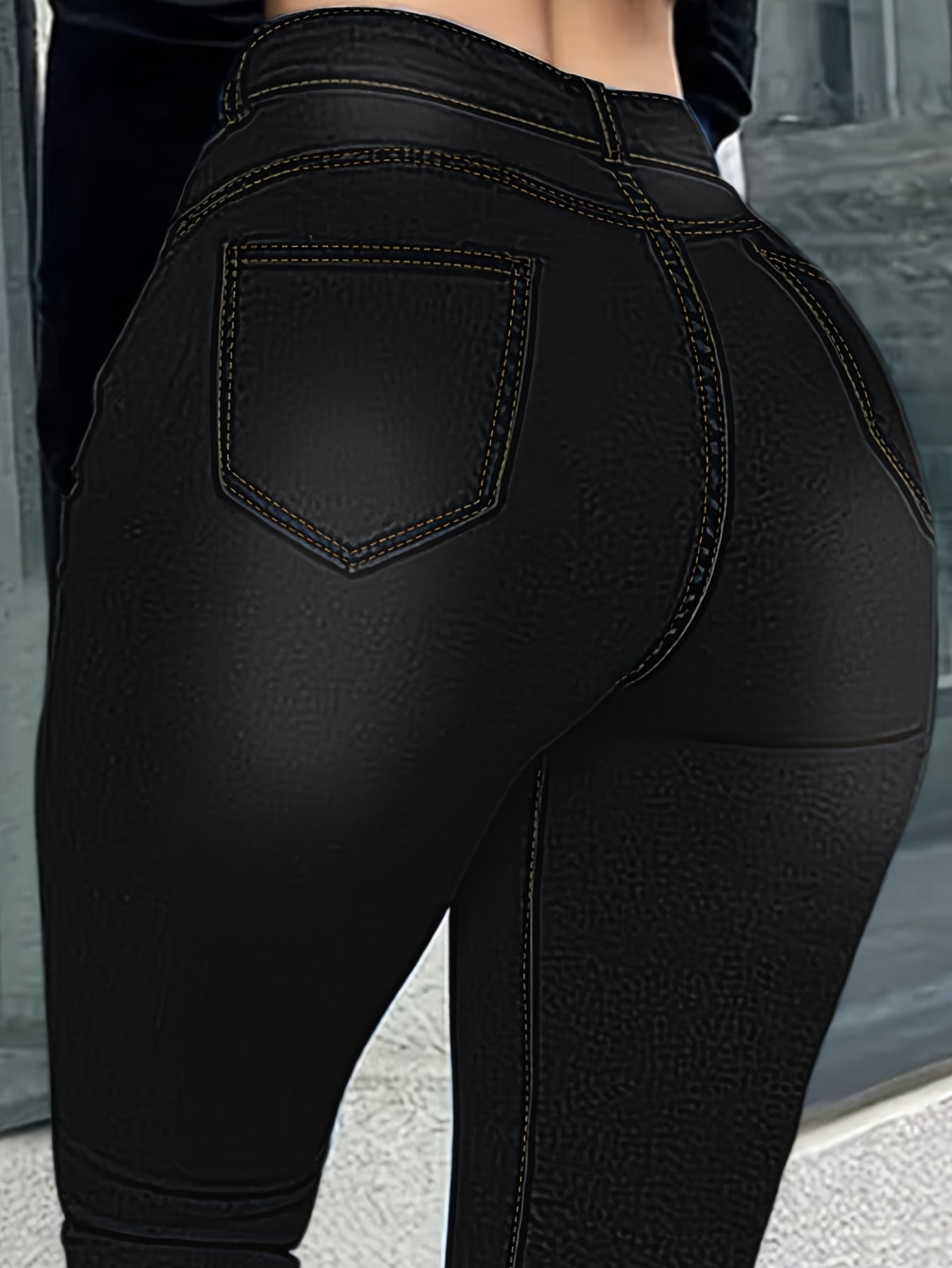 [Sexy High Waisted Skinny Jeans] Stretchy Non-See-Through High Waisted Skinny Jeans for Women | Button-Fly Closure, All-Season Tight Leg Fit, Trendy Streetwear, Sleek Silhouette, Quality Stitching, Fashionable Bottoms, Casual Dressers
