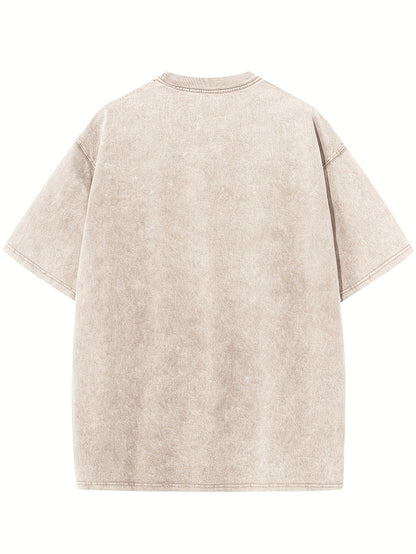 Halloween Creative Pattern Printed Men'S T-Shirt, Retro Vintage Men'S Top, Round Neck Short Sleeve, High-Quality Heavy Washable Men'S T-Shirt, Soft, Comfortable And Breathable, Street Retro Style Fashion Men'S Wear
