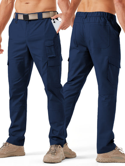 31' Men's Work Pants Cargo Pants Loose Casual Multi Pockets Outdoor Pants Color Block Straight Leg Cargo Pants with 8 Pockets