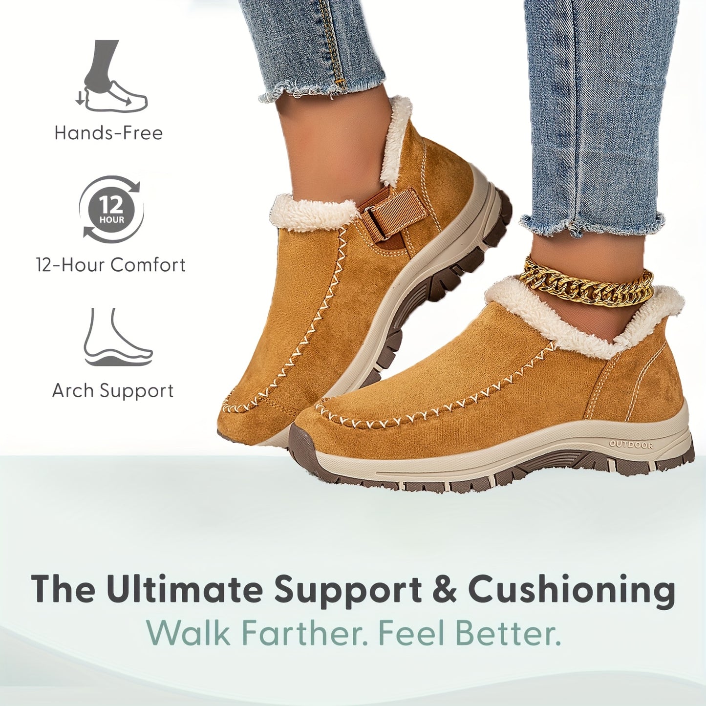 Women'S Slip-on Winter Boots - Thermal Insulated Cold Weather Shoes With Non-Slip, Walking, Slip-On Convenience, Versatile For Casual And Formal Wear, Warm faux fur Lining, And Enhanced Grip For Winter Conditions, Wide Width Shoe For Women