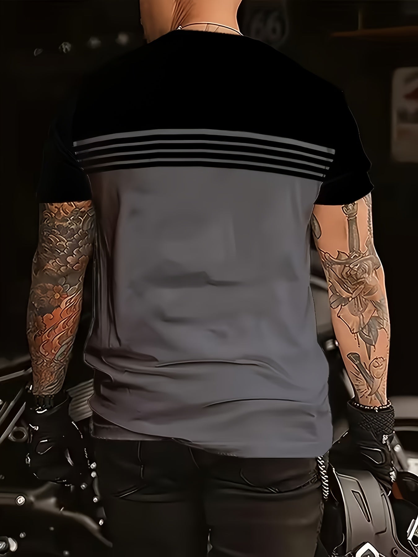 3pcs Men's Moisture Wicking Breathable Short Sleeve T Shirts Vertical Stripe - product view 9