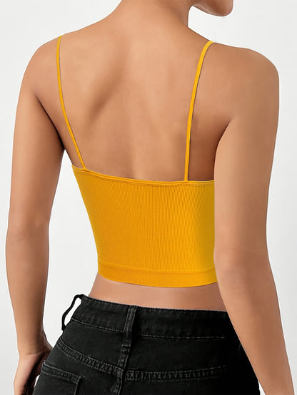 4/8pcs Solid Color Side Stripe Sexy Strapless Women'S Outerwear Camisole Daily Bra&Seamless Stretch Spaghetti Straps Sports & Casual Tank Top Bra Without Steel Ring&Women'S Underwear And Lingerie