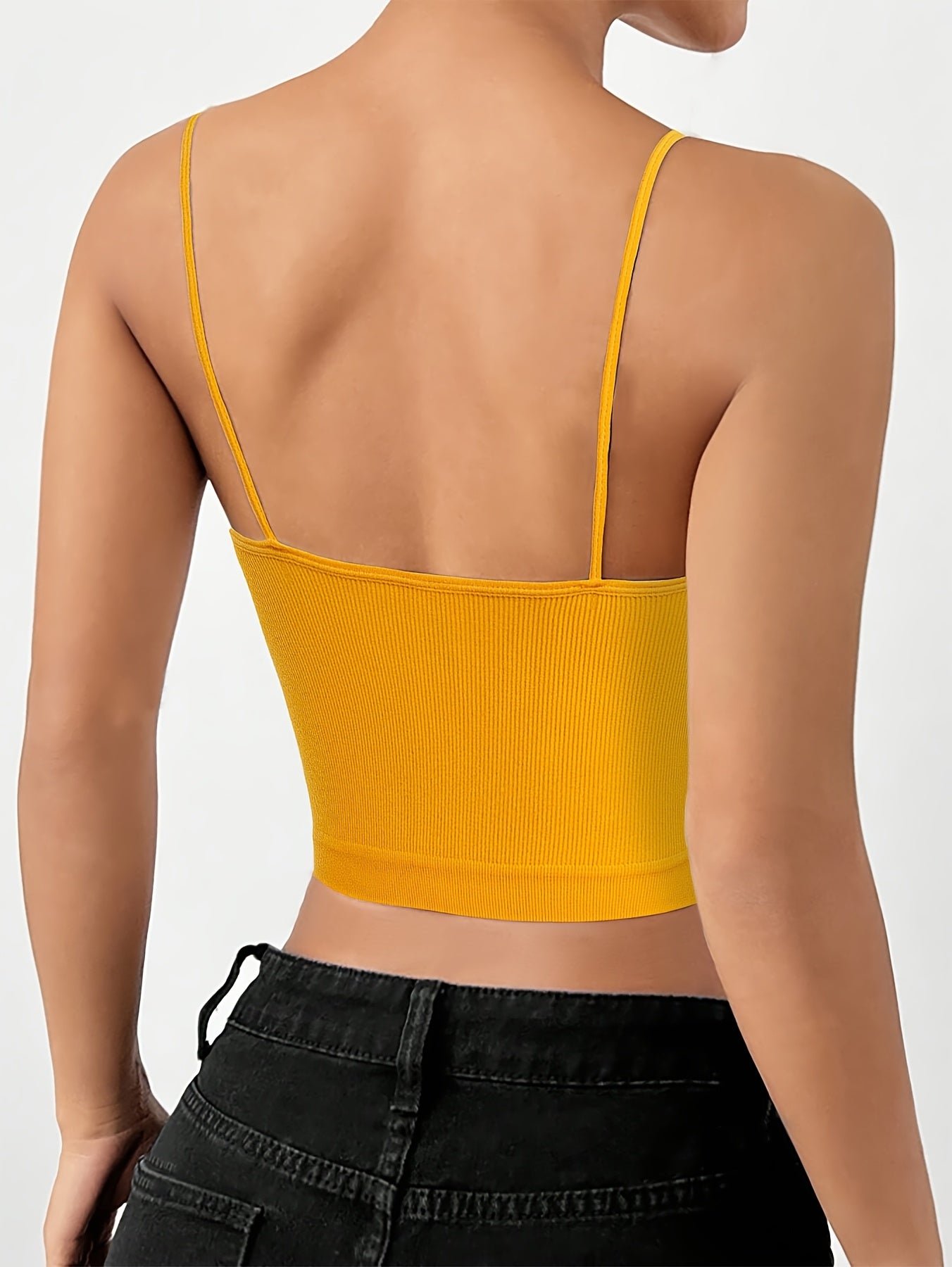 4/8pcs Solid Color Side Stripe Sexy Strapless Women'S Outerwear Camisole Daily Bra&Seamless Stretch Spaghetti Straps Sports & Casual Tank Top Bra Without Steel Ring&Women'S Underwear And Lingerie
