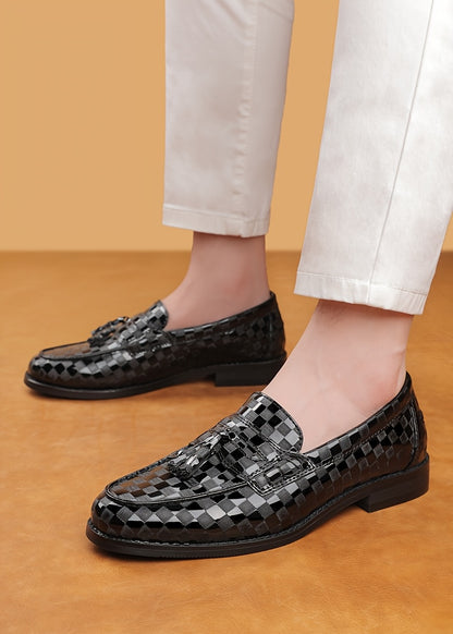 Men's Slip-On Business Casual Loafers - All-Season, Plus Size Available, Genuine-Like Upper (Genuine) - British Style s for Office, Formal & Casual Attire - Pointed Toe & Cushioned Insole (8670)