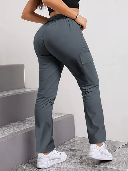 Women's Outdoor Sports Pants with Zippered Pockets, Elastic Waistband with Drawstring, Suitable for Climbing And Running