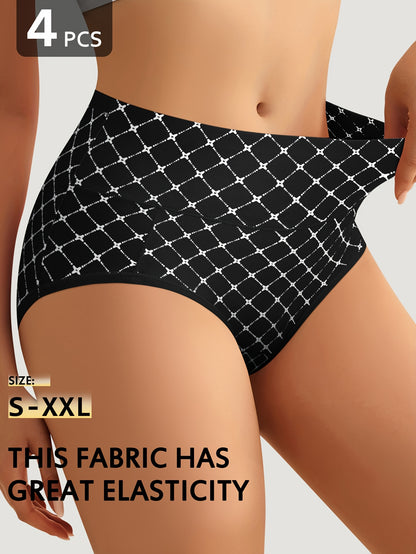 4 Pack Women's High Waisted Briefs Full Coverage Soft Stretchy Comfortable Everyday Underwear