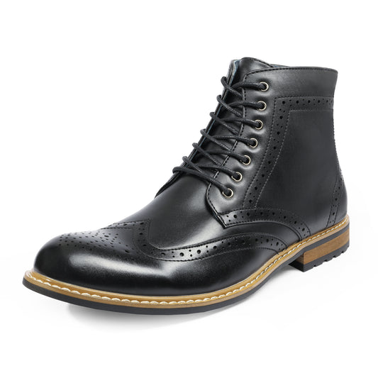 Men's Dress Ankle Motorcycle Boots Wingtip Lined Derby Oxfords