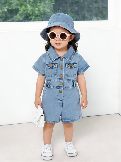 Baby Sky Blue Denim Utility Shorts - product view 11
