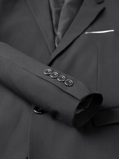 4pcs Luxury Classic Mens Solid Dress Suit Set - Lapel Jacket, Vest, And Trousers, Regular Fit, Long Sleeve, Conventional Contour, Perfect for Wedding Banquet, Business Meetings - High-Quality Fabric, Comfortable Wear, And Stylish Design