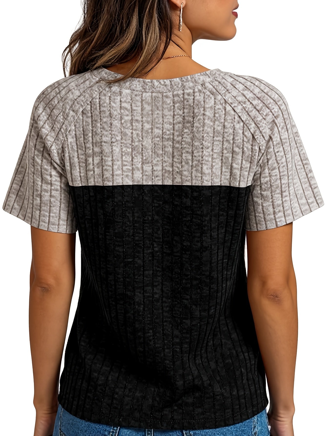 Ladies' Comfortable Top, Elegant Loose, Basic Shirt, Round Tie, Button T-shirt, Casual Two-color Short-sleeved Pullover