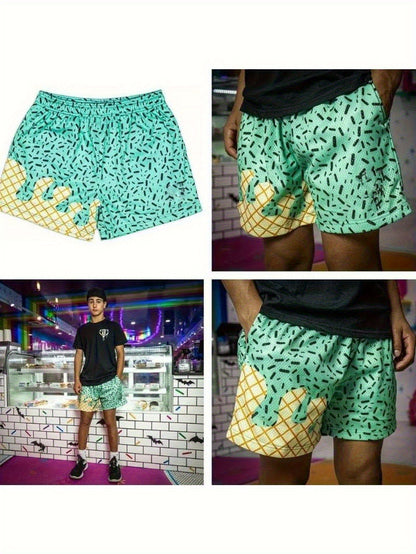 Baseball Ice Cream Teen Shorts Teenager'S Paisley Graphic Shorts Sports Basketball Headscarf Shorts Running Street Y2K Side Pull Belt for Outdoor, for Teenager, For Teenager