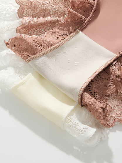 6pcs Lace-Accent Contour Briefs: Flattering Silhouette Design-Soft, Comfortable All-Day Wear