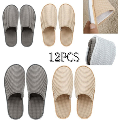 6 Pairs Unisex Polar Fleece Slippers - Reusable & Washable Non-Slip Disposable House Shoes for Weddings, Bridal Parties, Home & Travel