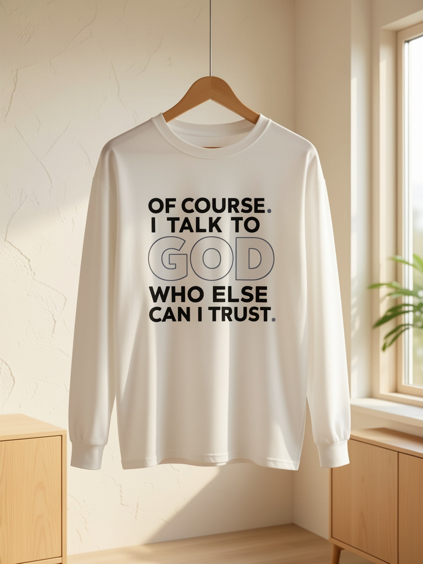 Inspirational Quote Printed T-Shirt with Round Neck And Long Sleeves, Loose Fit, Perfect for Any Season, Stylish And Adaptable