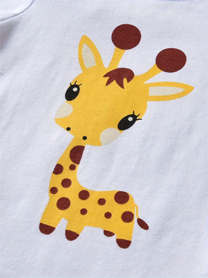 Kukitty Newborn Baby Girl Clothes Long Sleeve Giraffe Print Tops Dot Pants with Hat Infant Outfits Set, for Outdoor
