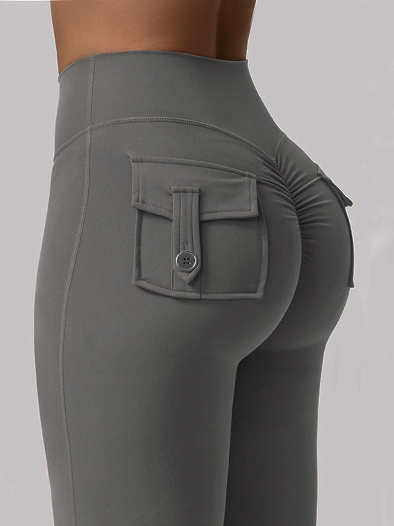 FOEIERAA 1pc Fashion Workwear Style Flare Pants, Women's Casual Flare Pants, High-Waist Pocket Joggers, Workwear Style Peach Butt Yoga Pants, Quick-Dry Tummy Control Butt Lifting Sexy Long Pants, Flare Leggings
