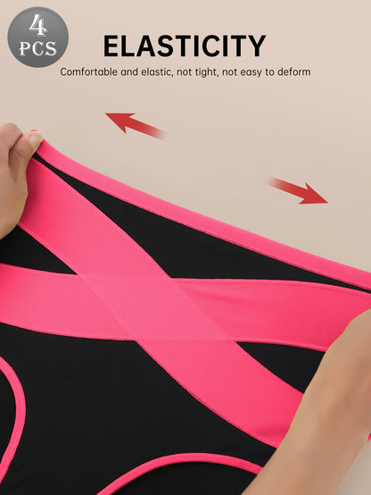 4pcs High Waisted Women'S Triangle Panties Elegant Style Daily Commuter Holiday Gift Fashion Drawstring Pants