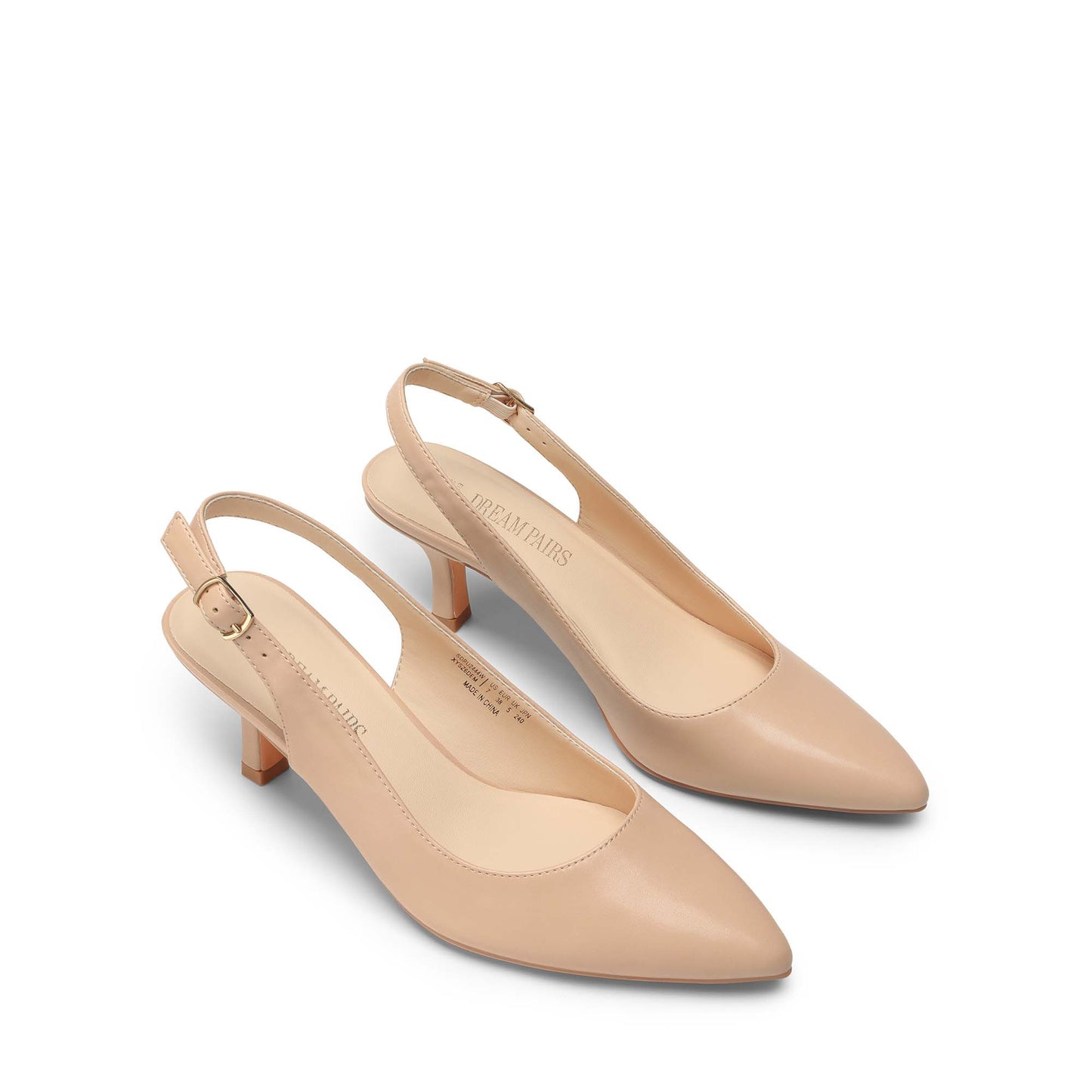Women's Closed Toe Wedding Low Heel Slingback Kitten Heels Adjustable Strap Pointed Toe Pumps High Heeled Prom Dress Shoes Low Kitten Heels Women's Slingback Dressy Pumps Pointed Closed Toe Ankle Strap Elegant Wedding Pumps Formal Comfortable Shoes