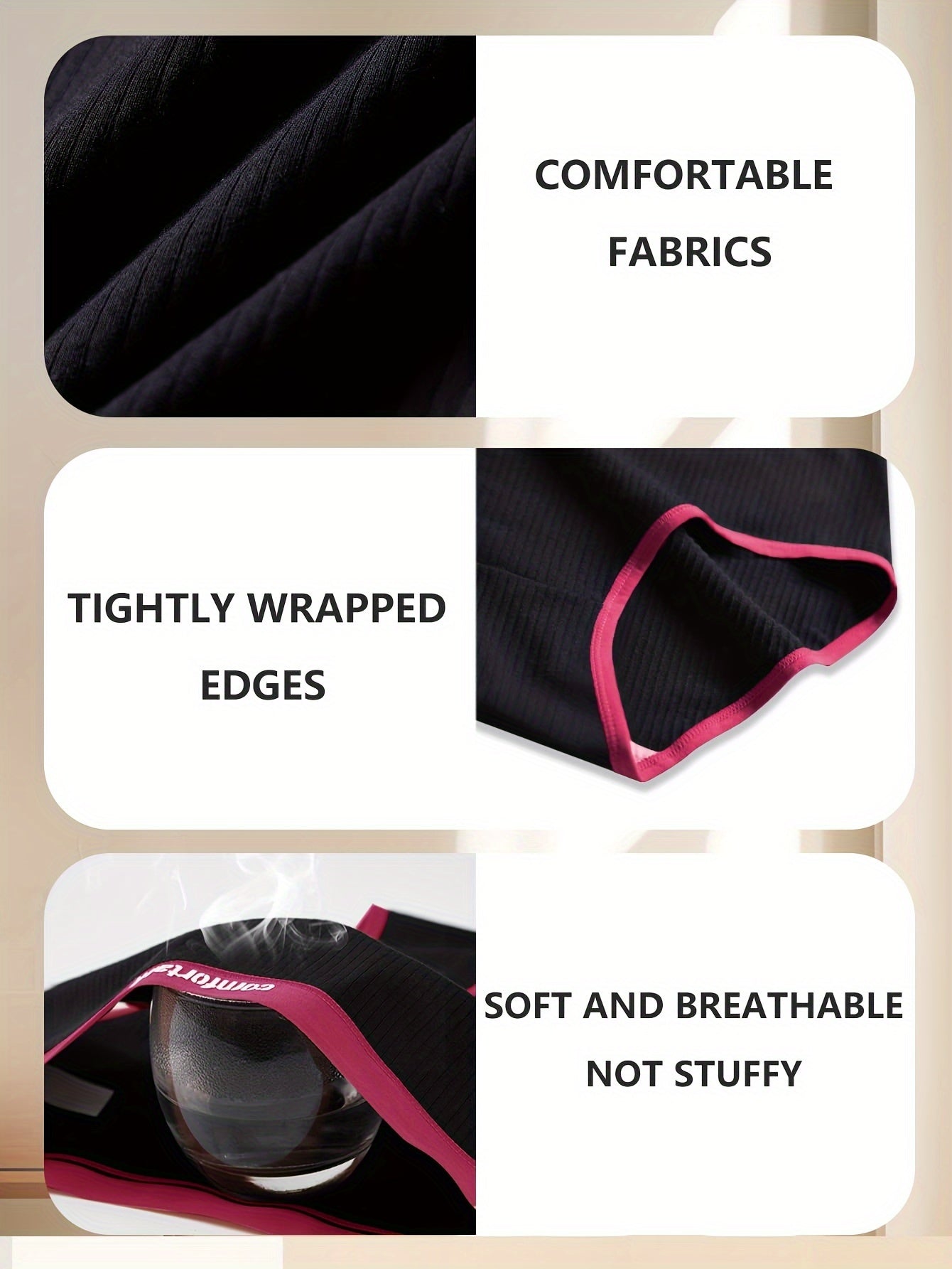 5pcs Women's Full-Coverage Mid-High Waist Underwear - High-Waisted Triangle Panties Suitable for Daily Wear, Breathable Stretch Elegant Contrast Color Underwear, Non-Sheer Full Coverage Lingerie (Hand Washable)