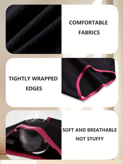 5pcs Women's Full-Coverage Mid-High Waist Underwear - High-Waisted Triangle Panties Suitable for Daily Wear, Breathable Stretch Elegant Contrast Color Underwear, Non-Sheer Full Coverage Lingerie (Hand Washable)