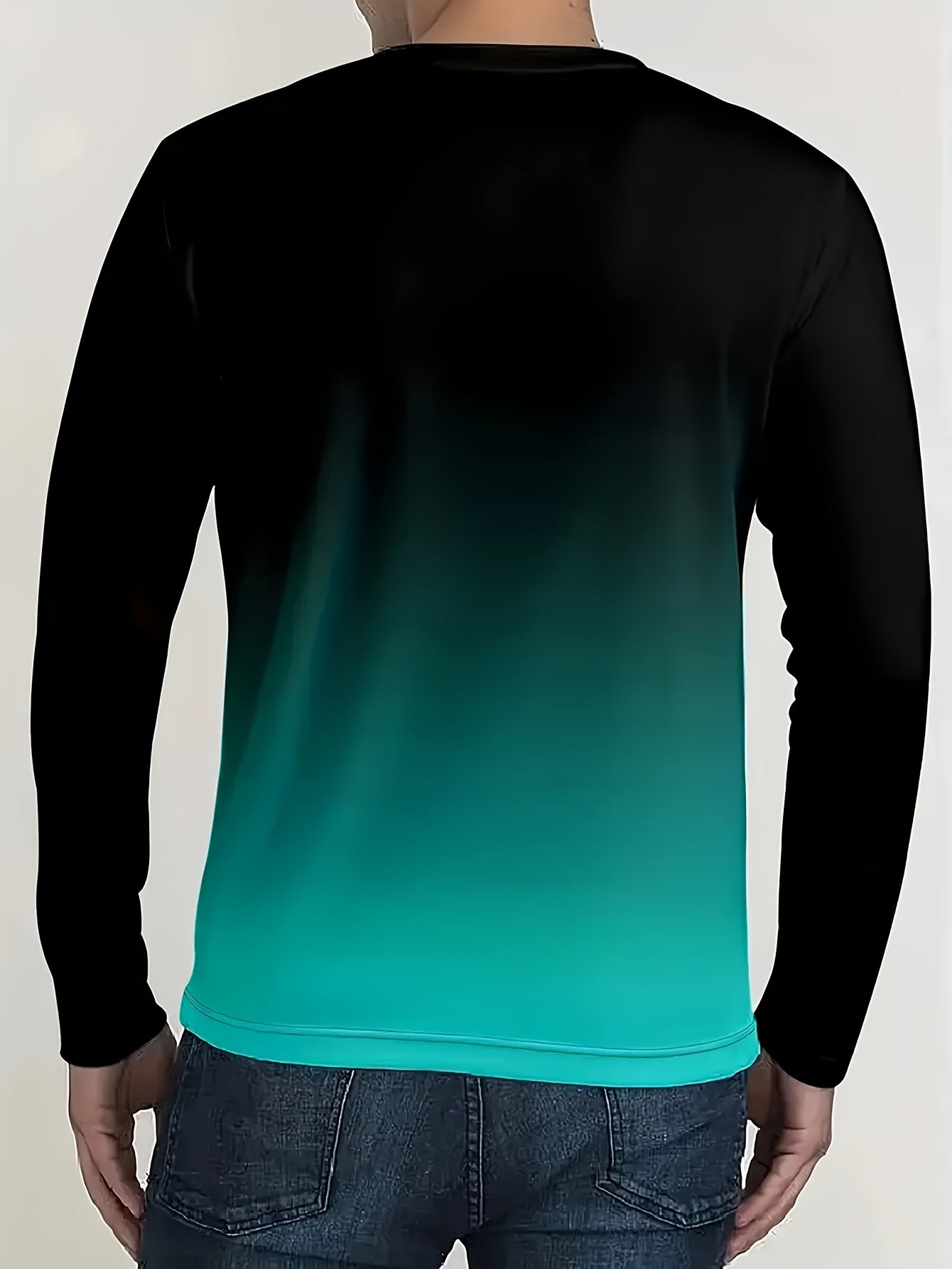 3pcs Men's Gradient King Print Long Sleeve T-Shirts - Soft Smooth Fabric Round Neck with King, Layering Basic Shirts Suitable for All Seasons, Machine Washable Daily Wear (No)