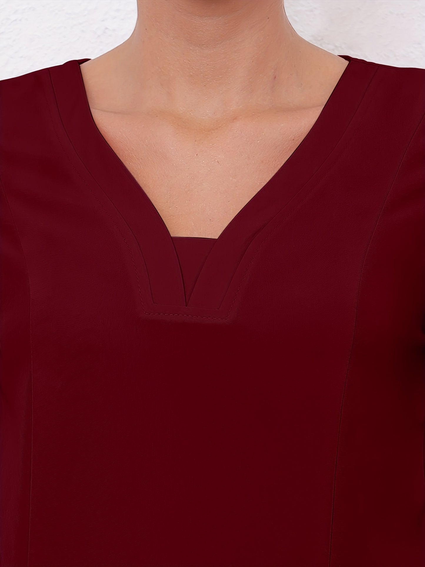 Women'S V-Neck Frosted Breathable Uniform Pocket Handwash Workwear Brush Handwear Top