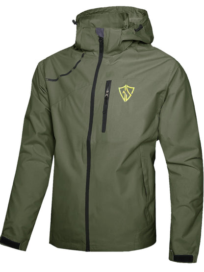 Men'S Rain Jacket Waterproof with Zipped Pockets Windproof Rain Jacket with Hooded