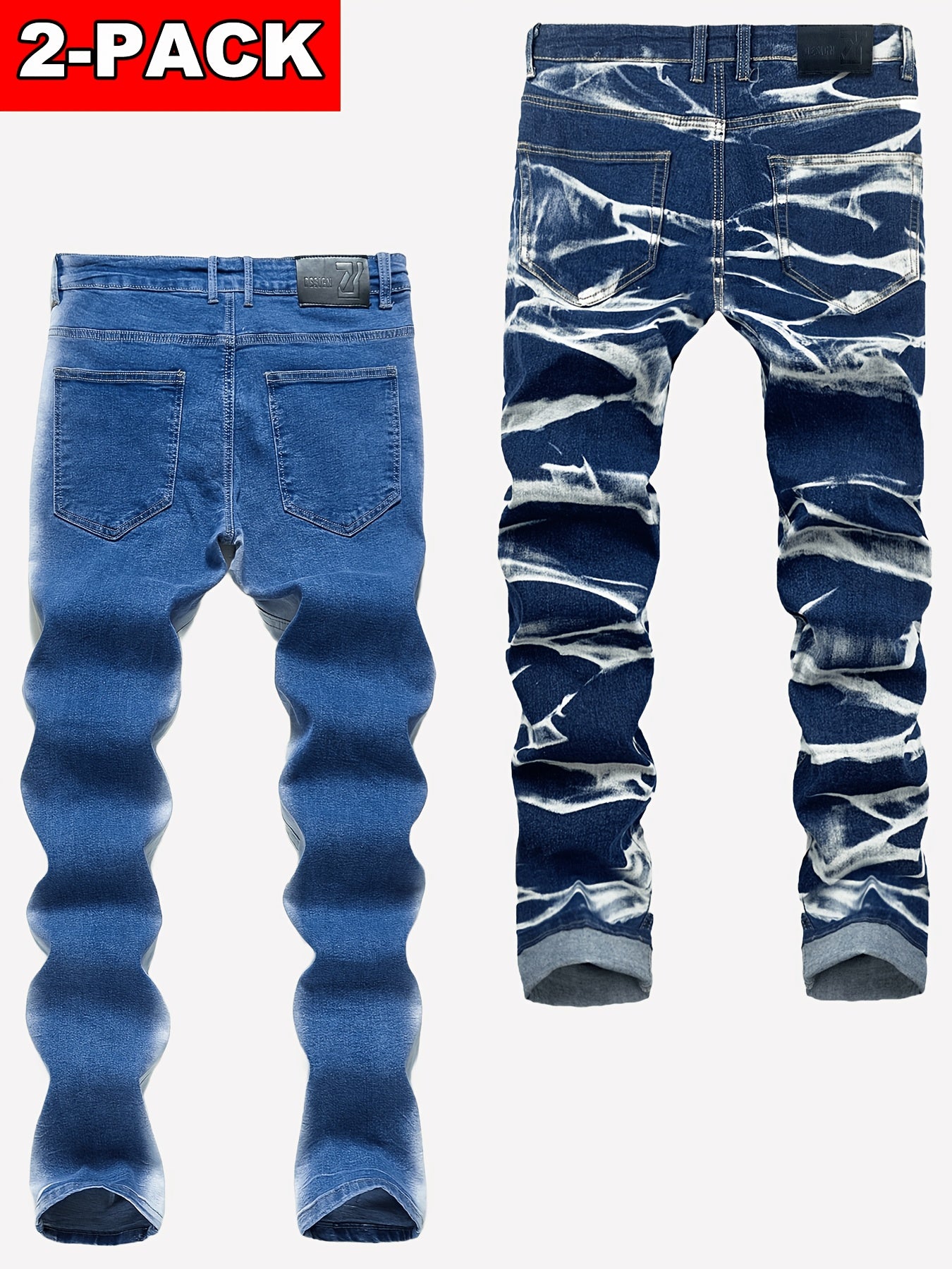2-Pair Men's Slim Jeans, Stretch Comfort Fit, Vintage And Washed Denim Styles, Must-Have