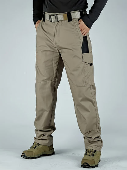 2pcs Men'S Tactical Pants - Heavy-Duty, Adjustable Belt & Multi-Pocket Design, Durable Outdoor Pants For Hiking, Hunting, Climbing, Casual Wear
