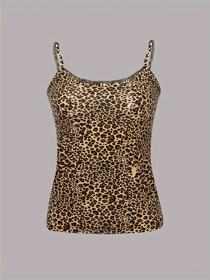 5pcs Set Of Summer Sexy Leopard Print Camisoles for Outerwear And Innerwear, Top And Base Shirt