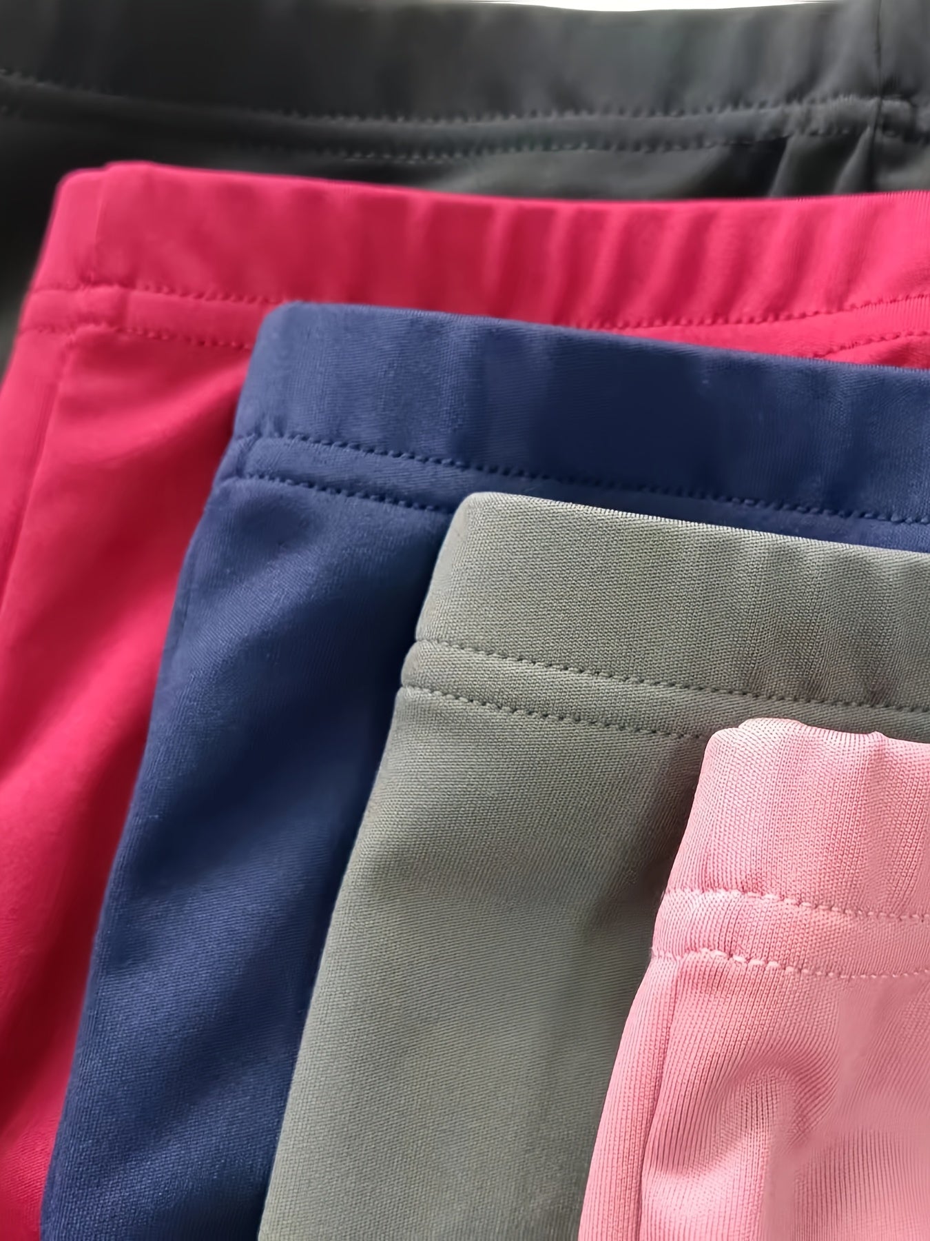 5-Pack Women's High-Waisted Capri Pants - Stretchy Elastic Waist Non-Transparent Leggings, Lightweight Pants for Women - Multi-Season Everyday & Formal Outfits in Pink, Black, Red, Gray, Navy - Non-See-Through Fabric, High Waist Pants, Casual Wear, Versat