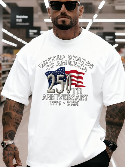 Men'S T-Shirt Featuring a Humorous And Stylish Design to Celebrate The 250Th Anniversary. This Casual Top Is Made from Soft, Breathable Fabric, Offering a Loose Fit And Aesthetic Appeal, Perfect for Everyday Wear, Plus Size
