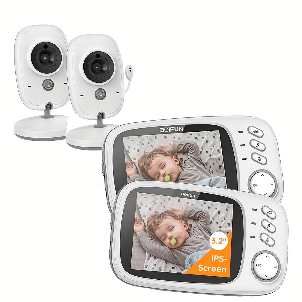BOIFUN Smart Monitor Camera with Night Vision & Two-Way Audio, WiFi-Free Video System, Rechargeable Battery, Temperature, Smart Lullabies Suitable for for / Smartphones, Child/Pet Camera