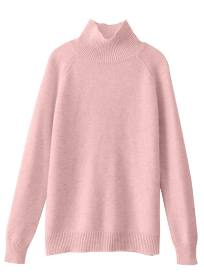 1pc New Cashmere Thick Turtleneck Sweaters Long Soft Sleeve Casual Pullovers