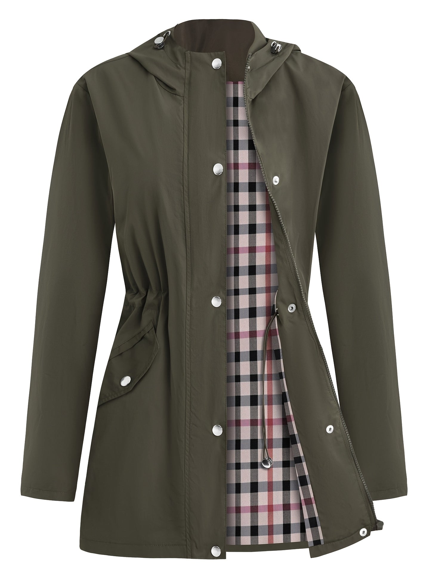 Women'S Lightweight Raincoat - Breathable Windbreaker Jacket With Adjustable Hood, Stylish Trench Coat For Outdoor & Work, Machine Washable, X-Shape Design