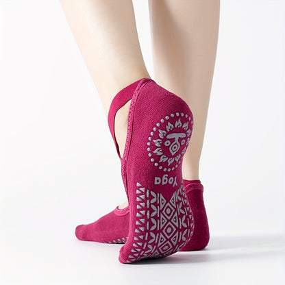[Yoga Socks] 6 Pairs Of Women's Yoga Socks, Silicone Anti-Slip Boat Socks, Cross-Tied Fitness Pilates, Soft And Comfortable Dancing Indoor Sports Socks