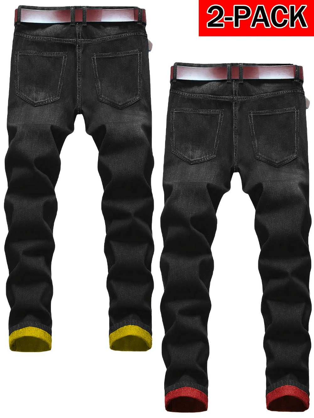 Men's Straight Leg Jeans - Classic Wash Distressed Travel