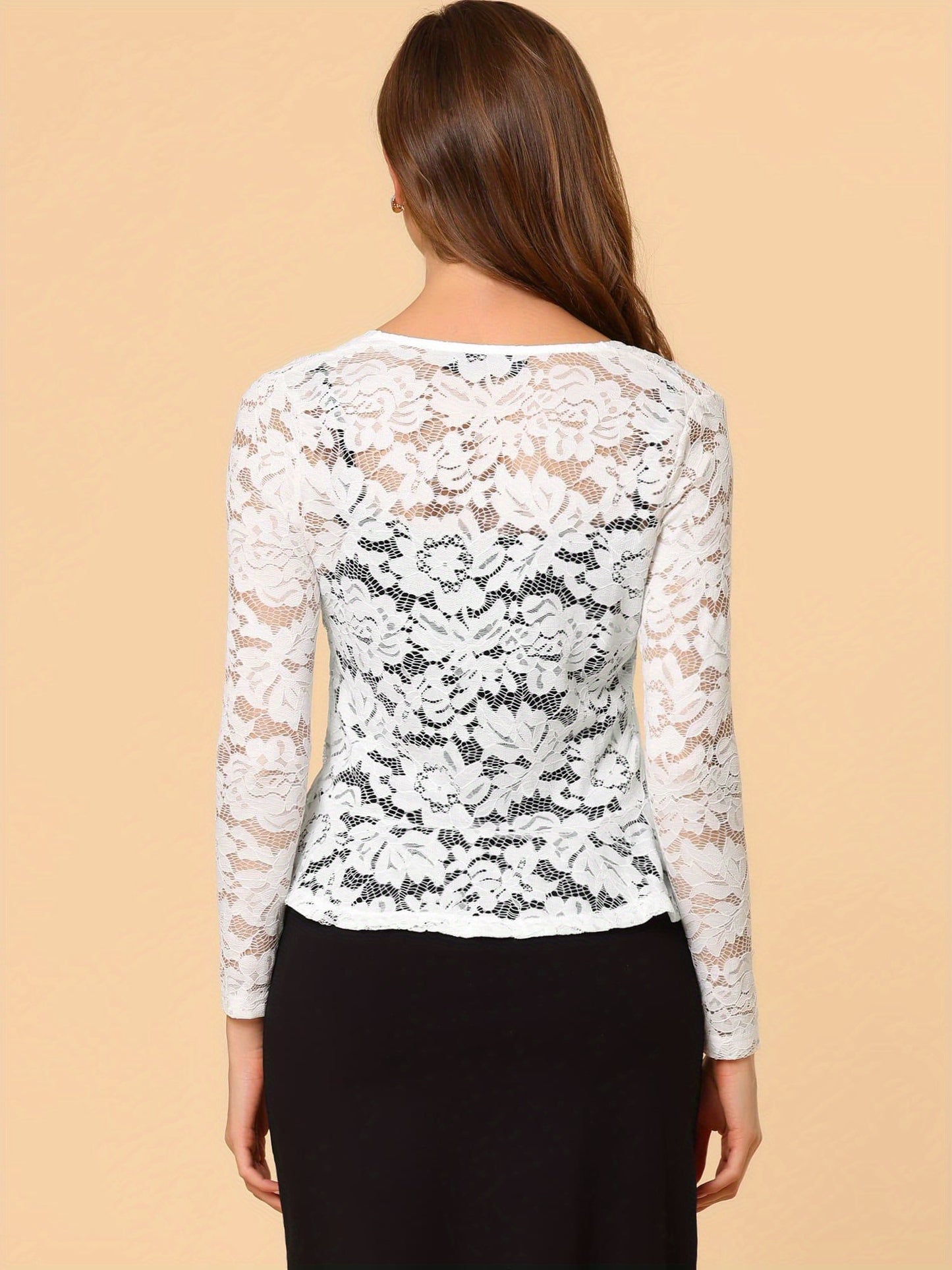 Women's Sheer Crop Bolero Cardigan - Semi-Sheer Lace Shrug with Ruffled Hem & Tie-Front Closure, Blouse for Sleeveless Dresses/Tank Tops (Machine Washable, Spring/Summer Wedding/Office/Cardigan) - 90% Nylon/10% Spandex