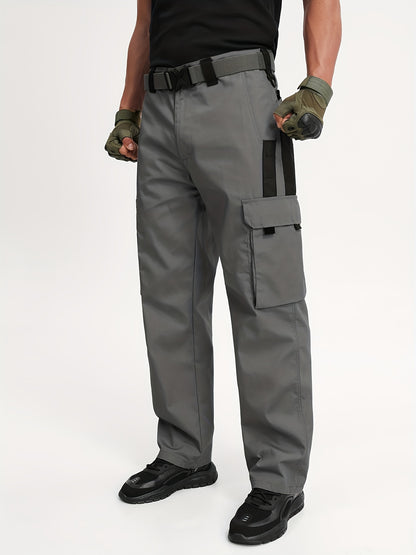 2-PCSMen's Lightweight Tactical Overalls - Durable, Breathable, Quick Dry Polyester with Multiple Pockets for Outdoor Adventures, Hiking And Work (Belt Included), All Season Pants | Relaxed Fit Pants | Hardwearing Outdoor Wear, Hiking Pants