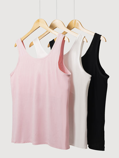 Plus Size - Plus Size - Women'S 3pcs Modal Set with Built-In Bra Camisole, One-Piece Style, Plus Size, Peek-Proof