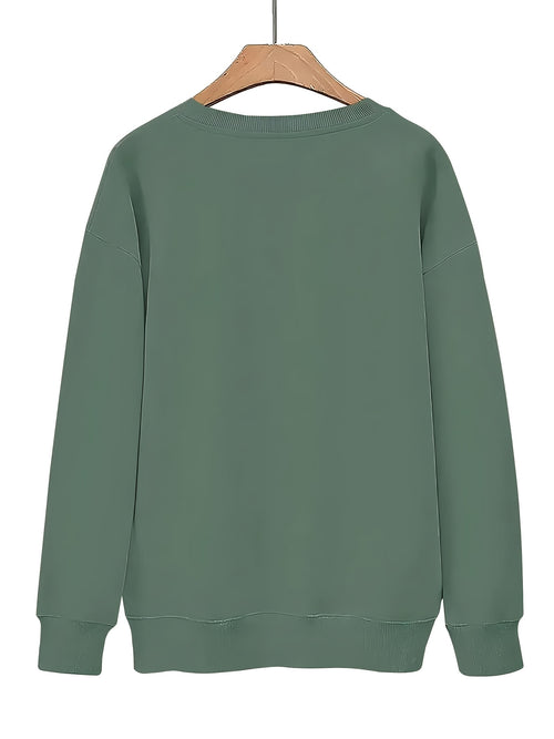 Halloween-Printed Crewneck Sweater-Casual Daily-Loose and Comfortable-Women's Wear in Autumn and Winter