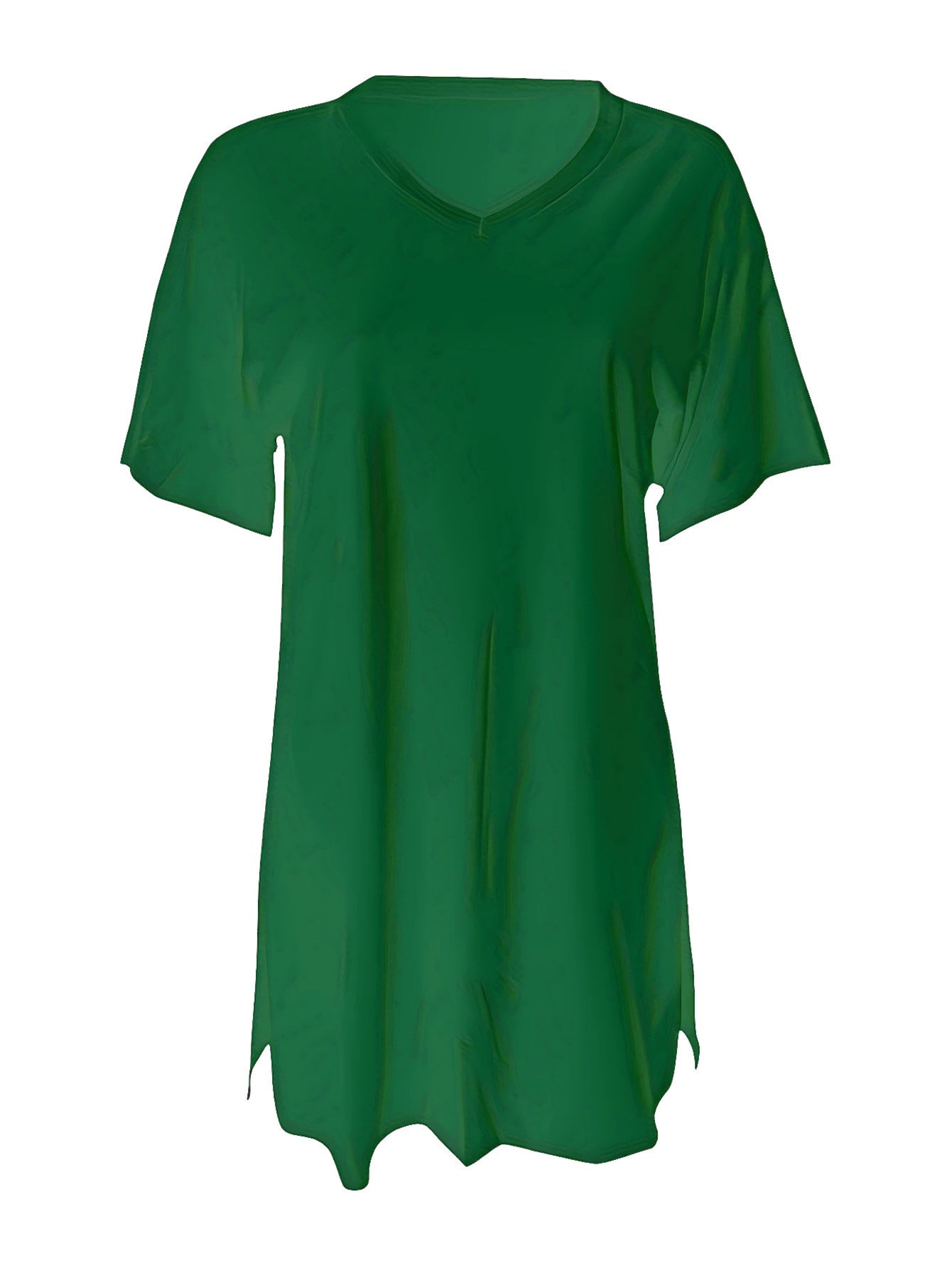 Two-Piece Outfit for Plus-Size Women Featuring a Casual V-Neck Short-Sleeve Top with Side Slits And Drawstring Leggings, Made from Comfortable, Ideal for Everyday Wear