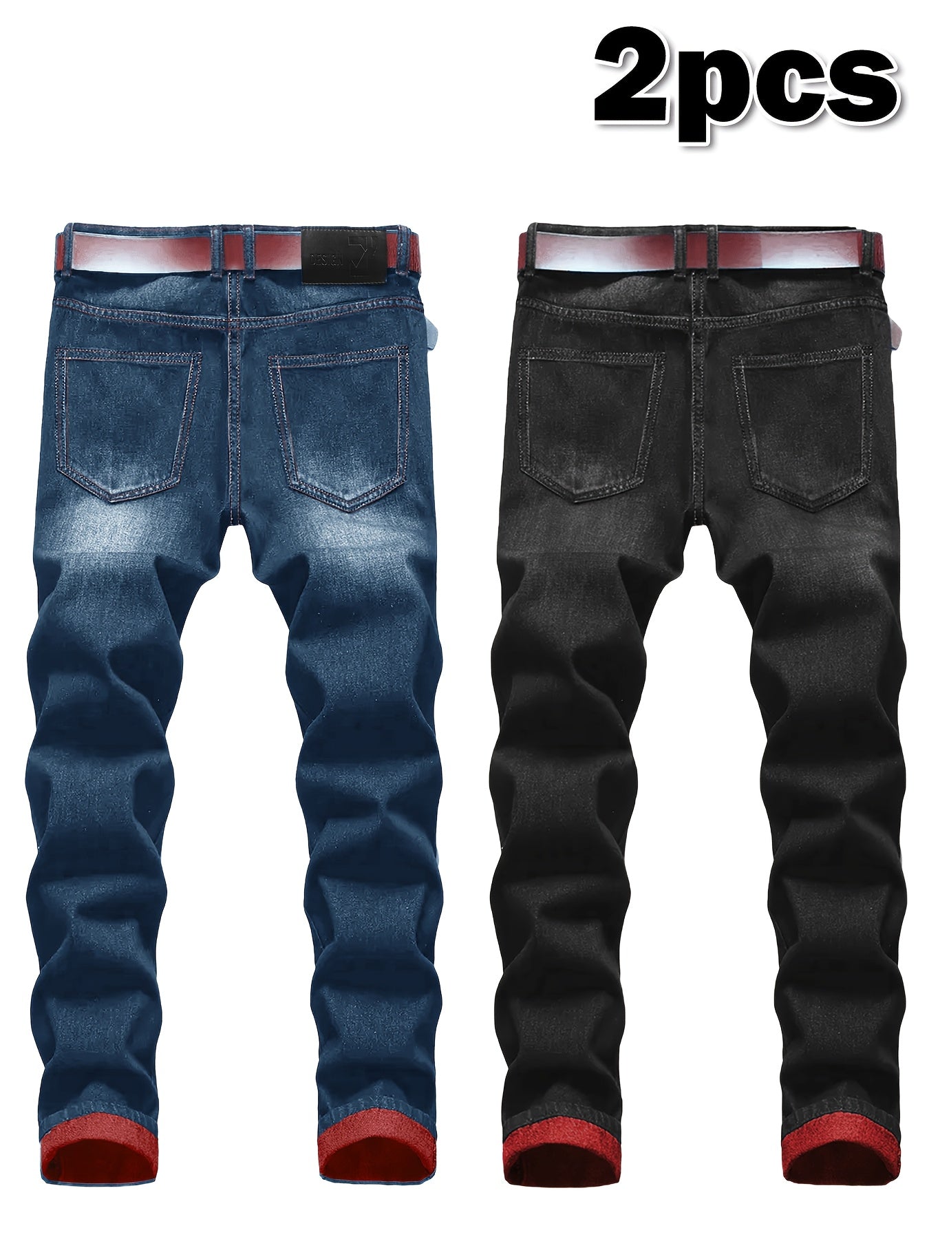 2pcs Men's Slim Fit Distressed Ripped Jeans | Classic Stretch Denim Pants, Trendy Casual Versatile Outfits