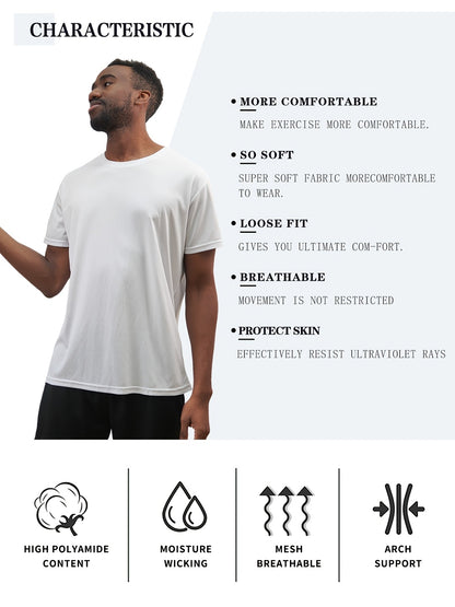 5pcs Men's Sports Compression Quick-Drying Short-Sleeve T-Shirts, Moisture-Absorbing And Sweat-Wicking, Breathable, Comfortable, Versatile, Ideal for Exercise, Running, Fitness, And Daily Casual Wear